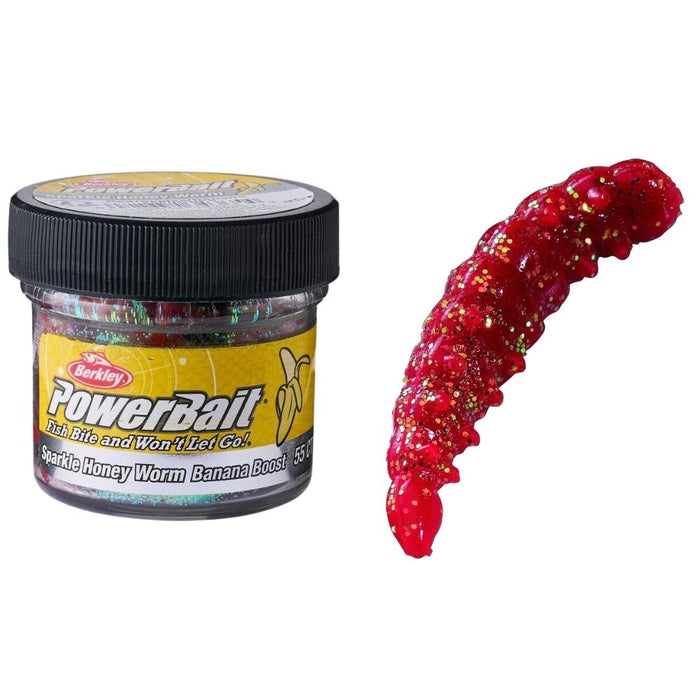 BERKLEY PowerBait Soft Lure Sparkle HONEY WORM Banana Boost 25mm