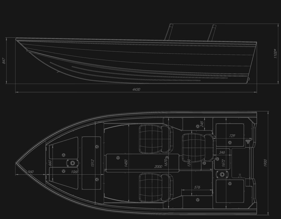 VIZION 440RS ALUMĪNIJA MOTORLAIVA